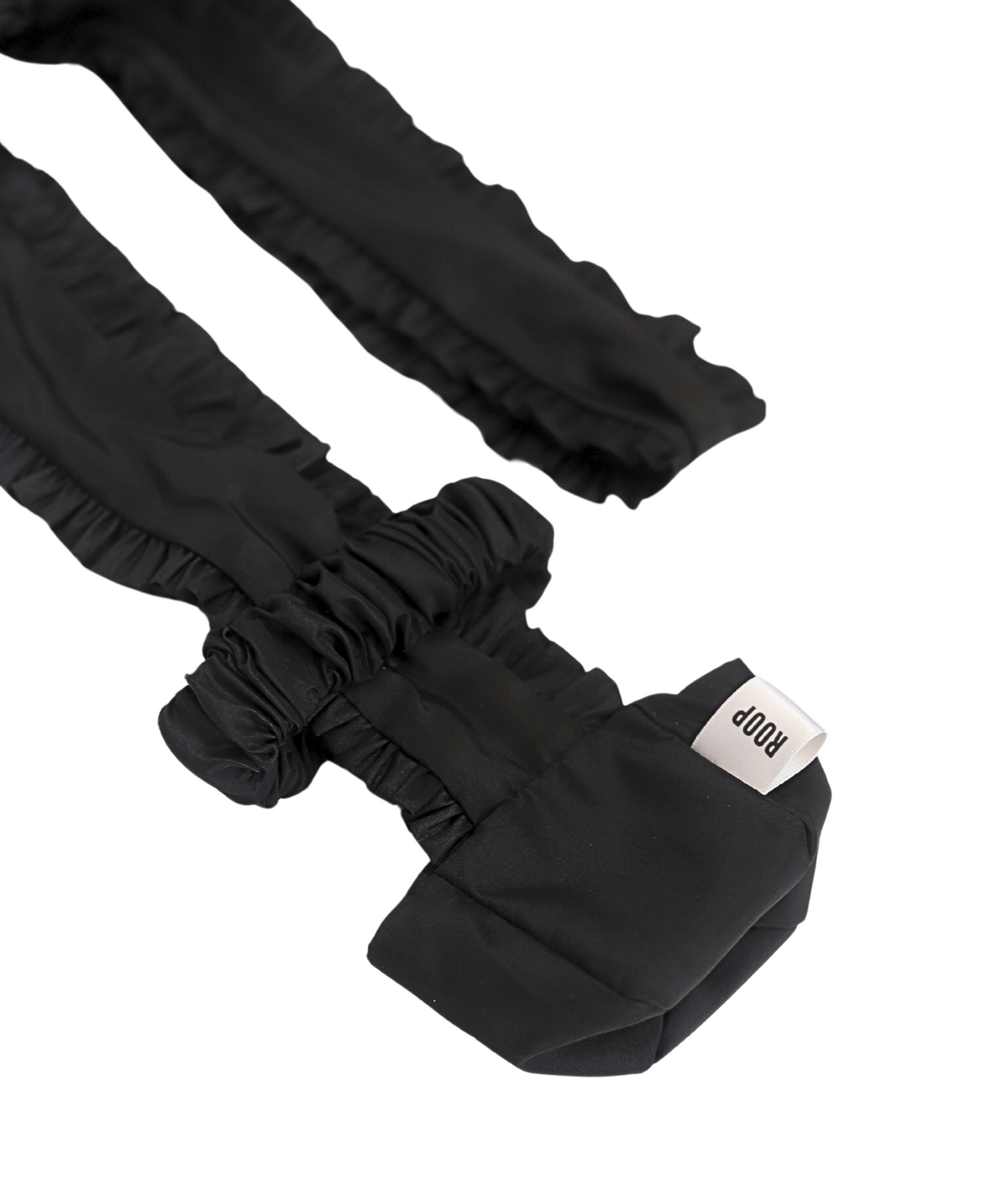 Crossbody bottle bag in black with ruffles