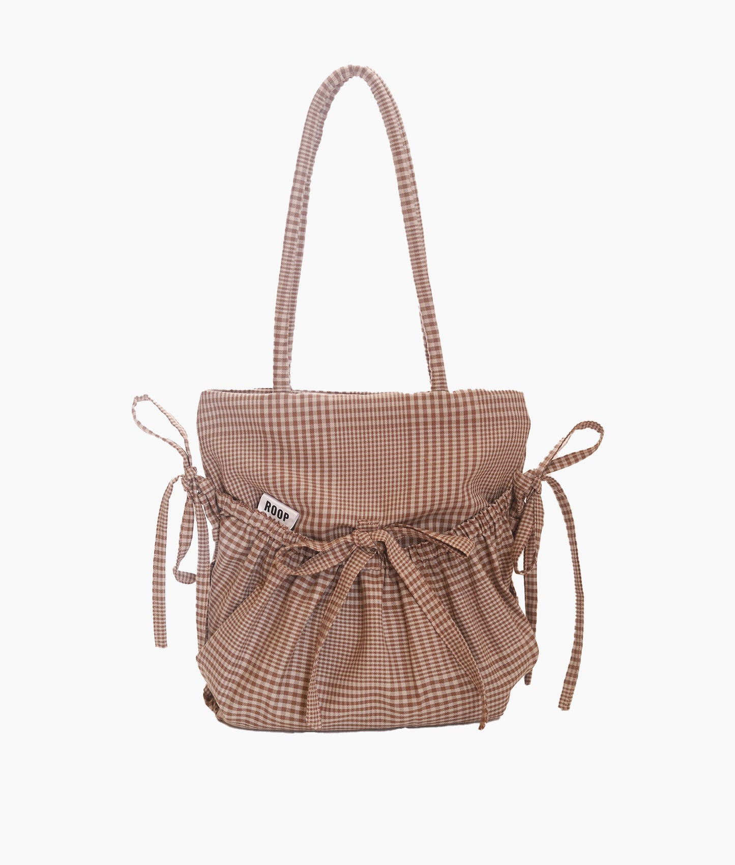 Carrie tote in warm brown check